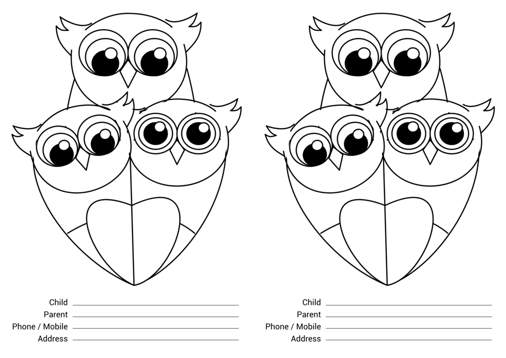 3owls colouring sheet